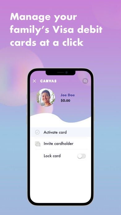 Canvas Card pocket money app Screenshot