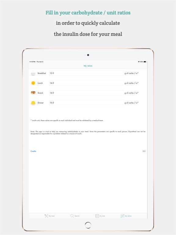 GlyceMeal - Carbs calculator iPad screenshot 5 - Health & Fitness app