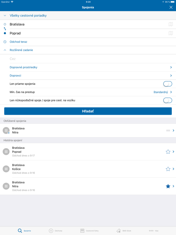 Cestovné poriadky CP iPad screenshot 1 - Travel app