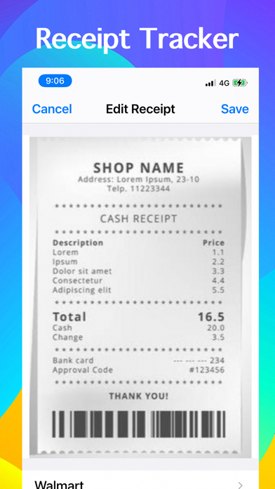 Receipts Tracker, Tax Return Screenshot