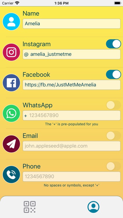 JustMetMe contact share by QR