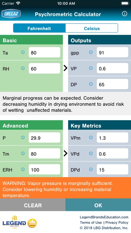 Dri-Eaz Psychrometric Calc