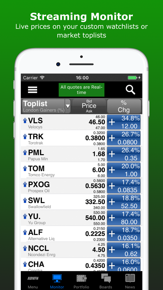 #1. ADVFN Realtime Stocks & Crypto (iOS) By: ADVFN