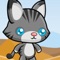 Cat endless runner game, collect coins without hitting dinosaurs