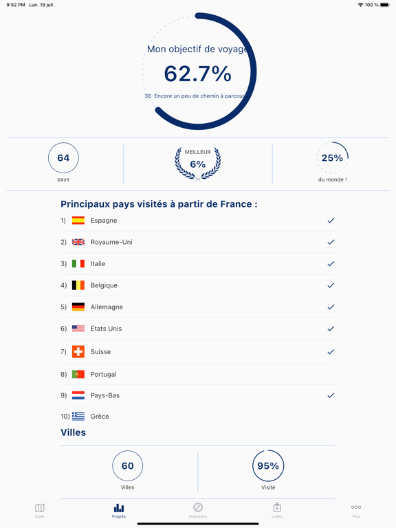 Screenshot #5 pour Visited Map: Carte De Voyages