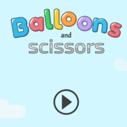 Balloons and scissors Happy