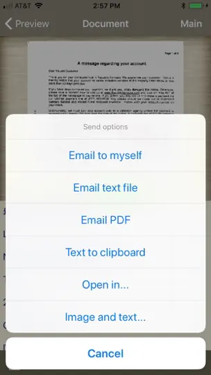 Captura de pantalla de Perfect OCR en iPhone 5