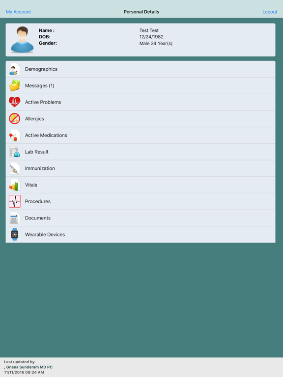 myPersonalChart iPad screenshot 4 - Medical app