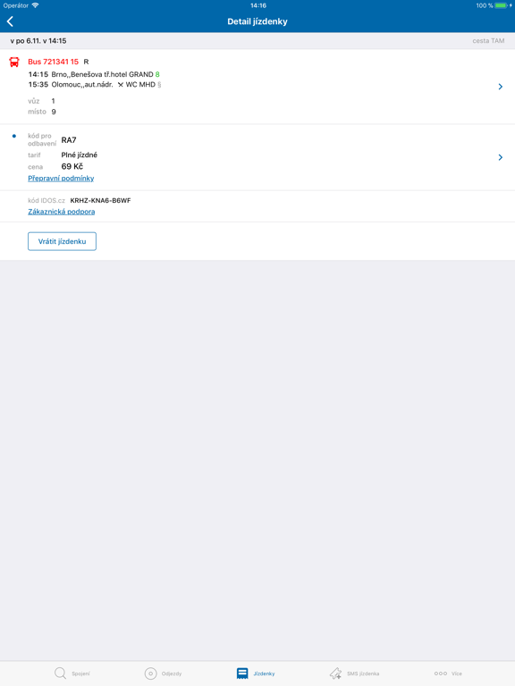 Jízdní řády IDOS iPad screenshot 5 - Travel app