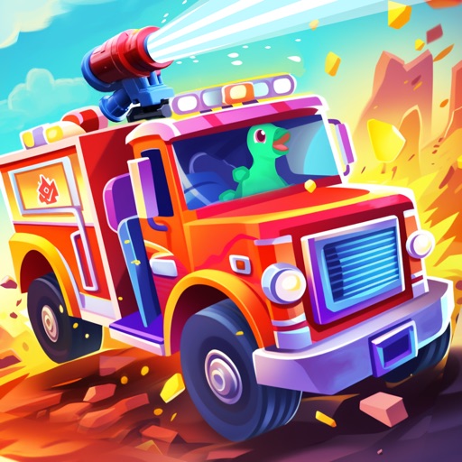 Dinosaur Fire Truck Games kids iOS App