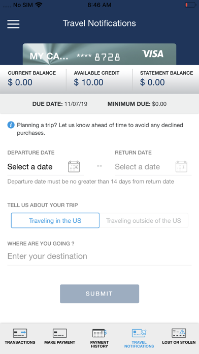 ACMG Visa Screenshot