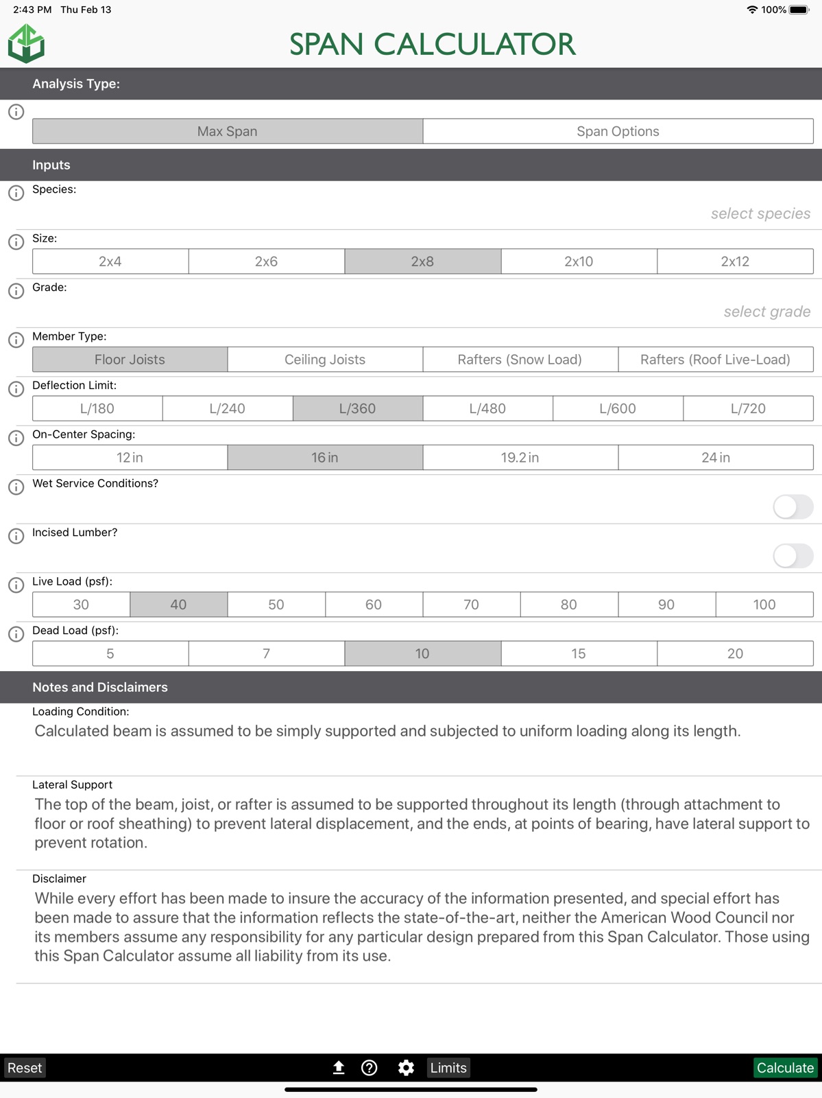 Span Calc ipad screenshot 1