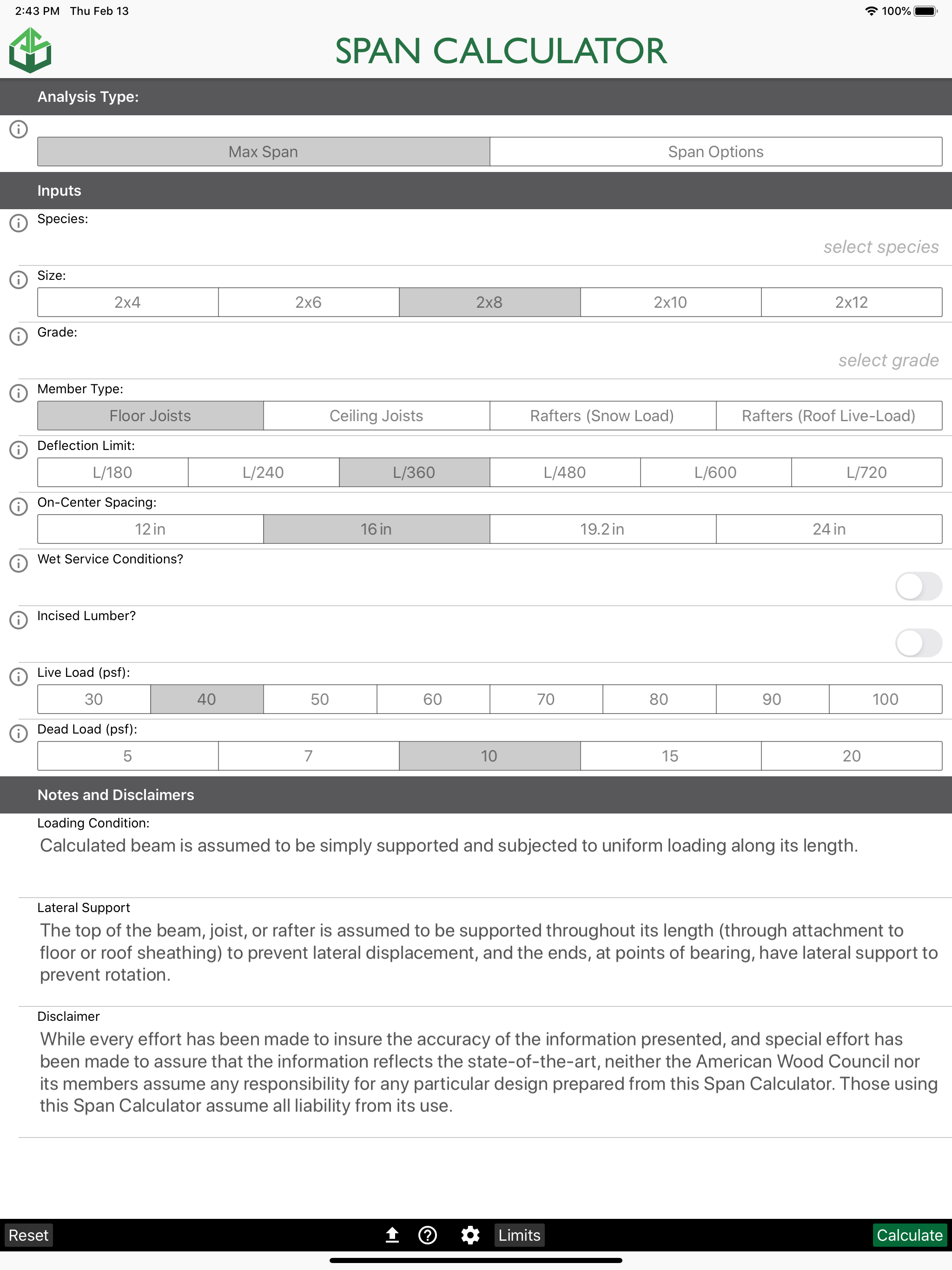 Span Calc