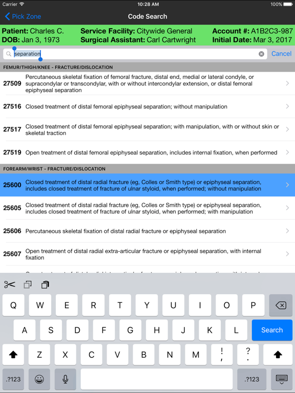 Mobile Coder Orthopedics iPad screenshot 2 - Medical app