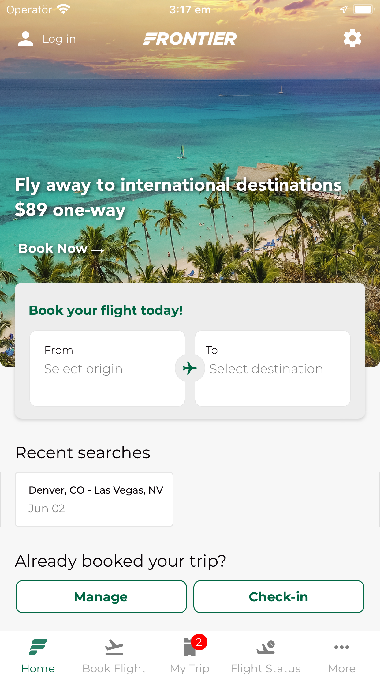 Frontier Airlines screenshot 1