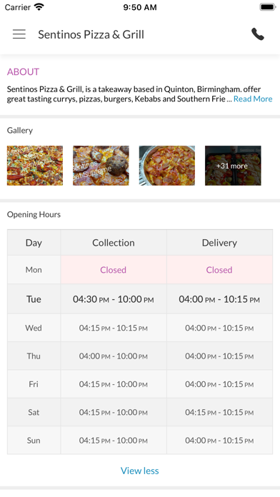 Sentinos Pizza & Grill Screenshot