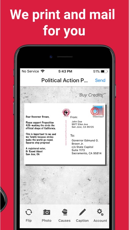 Political Action Postcard App