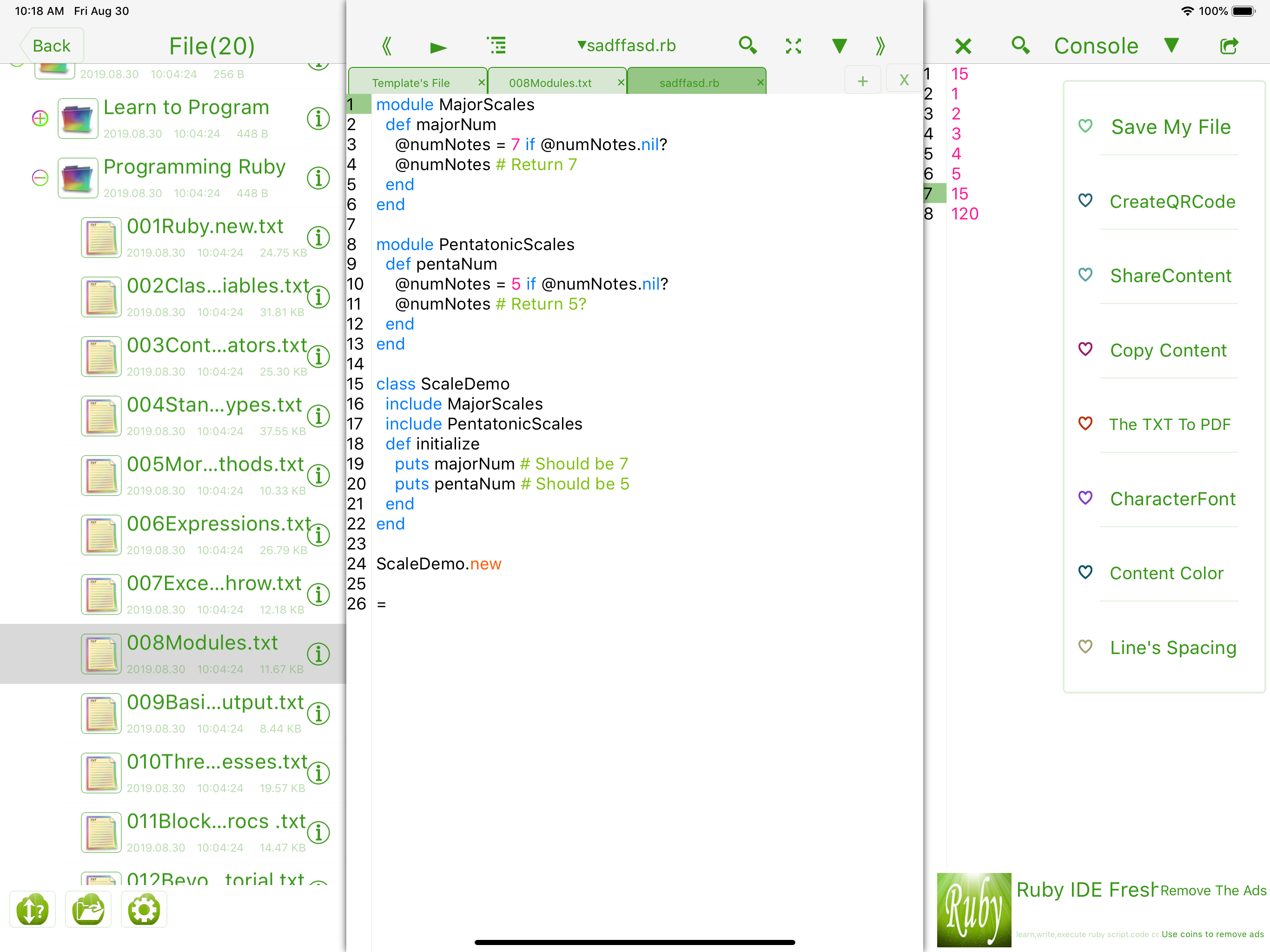 Ruby IDE Fresh Edition screenshot 8