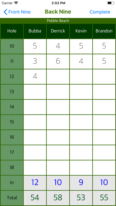 Bubba's Golf Scorecard screenshot 5