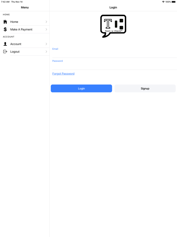 Text-a-Check iPad screenshot 1 - Entertainment app