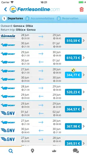 Ferries on line screenshot 2