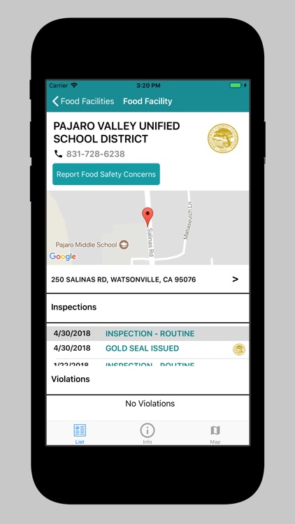 Food Inspection Findings