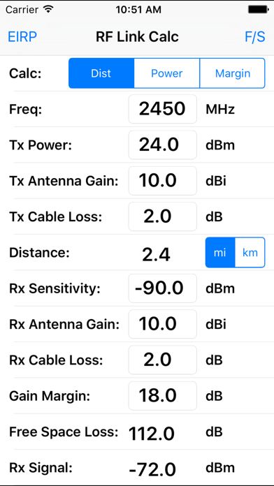 Screenshot #1 pour RF Link Calc