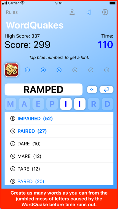 WordQuakes Screenshot