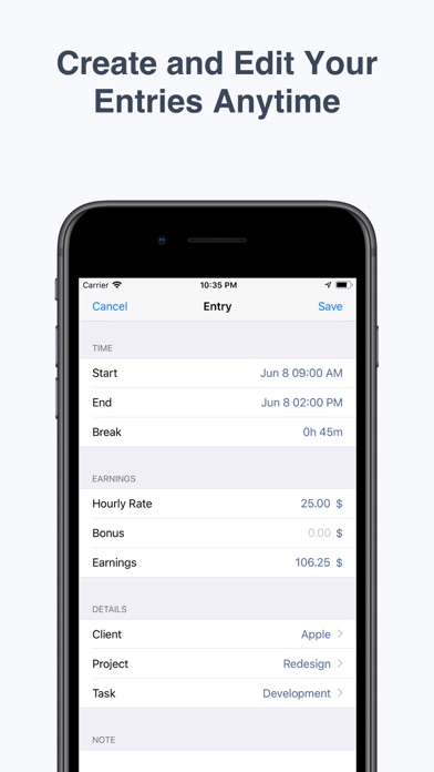 atWork Hours & Pay Tracker iPhone screenshot 7 - Business app