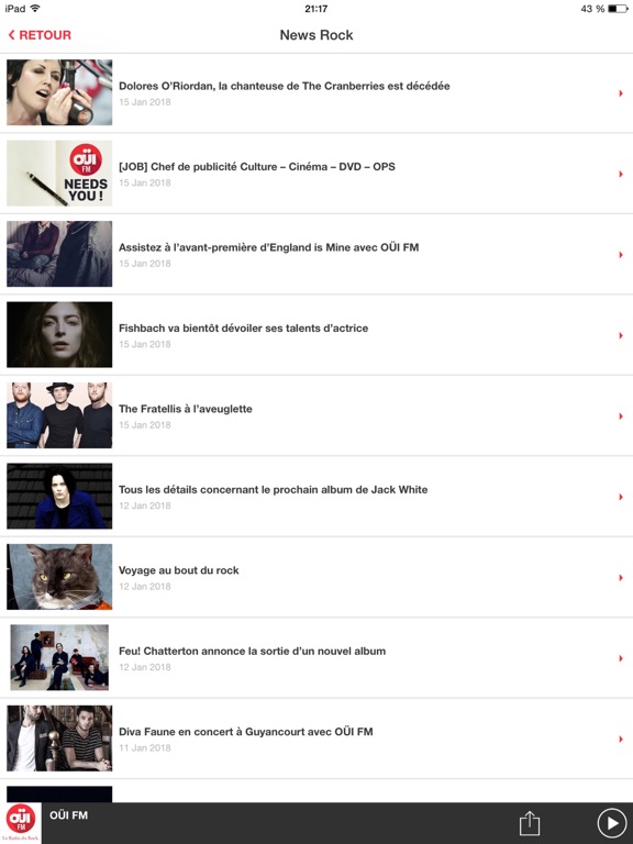 Screenshot #5 pour OUI FM La Radio du Rock.