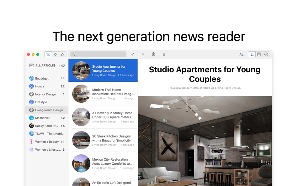 #1. Leaf - RSS News Reader (macOS) 由: Rocky Sand Studio Ltd.