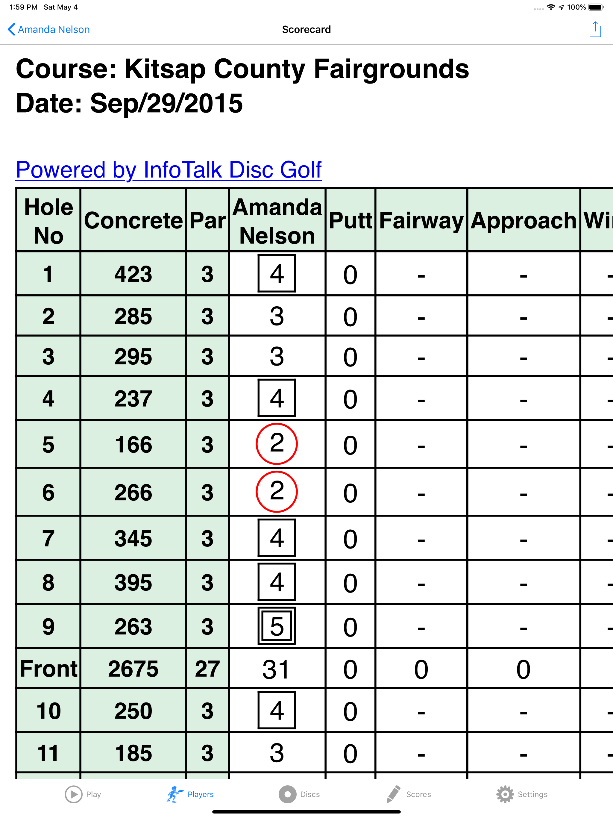 Disc Golf Scorecard + Stats