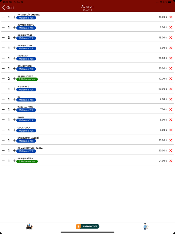 Cafeinn Adisyon iPad screenshot 4 - Food & Drink app