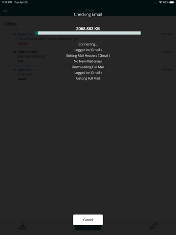 OCENS OneMail iPad screenshot