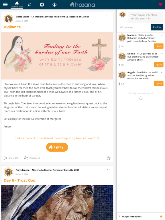 Hozana - Christian prayer iPad screenshot 7 - Social Networking app