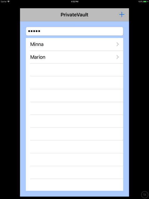 PrivateVault iPad screenshot