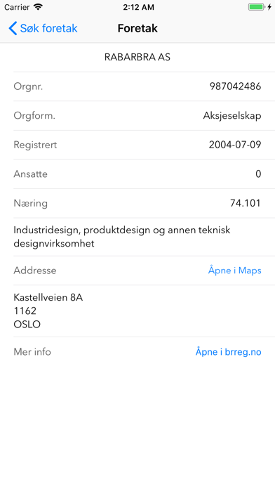 Bedriftssøk Screenshot