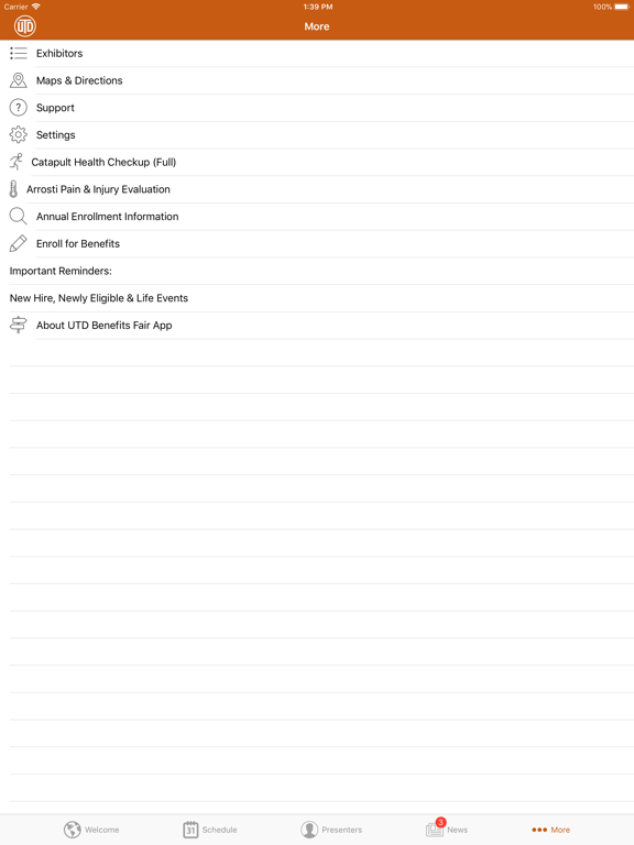 UTD Benefits Fair iPad screenshot