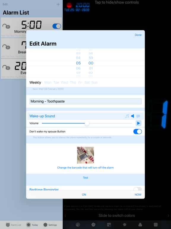 Barcode Alarm Clock iPad screenshot 4