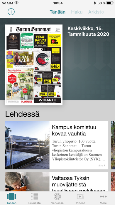 Turun Sanomat näköislehti Screenshot