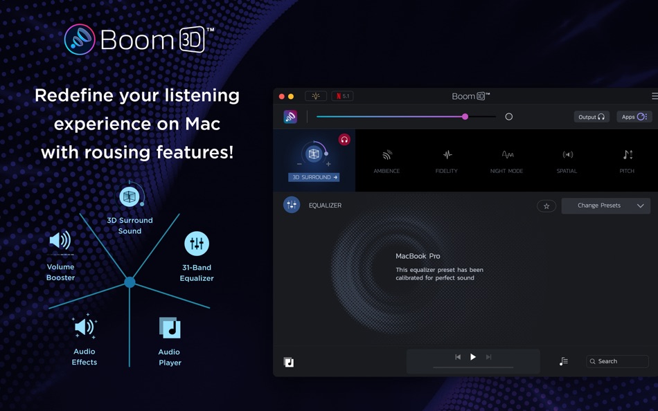 #1. Boom3D: Volume Booster and EQ (macOS) 由: Global Delight Technologies Pvt. Ltd