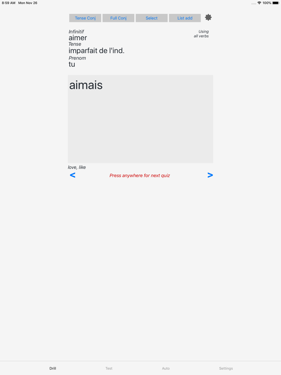 Screenshot #5 pour Verbes - French Verb Trainer