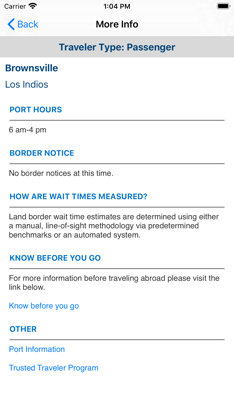 CBP Border Wait Times screenshot 4