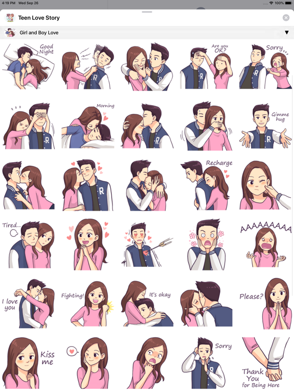 Teen Love Story Stickers iPad screenshot 7 - Stickers app