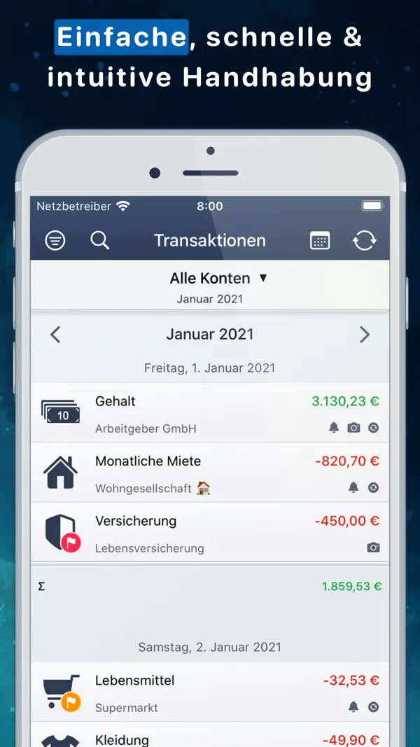 Haushaltsbuch MoneyStats Screenshot 3