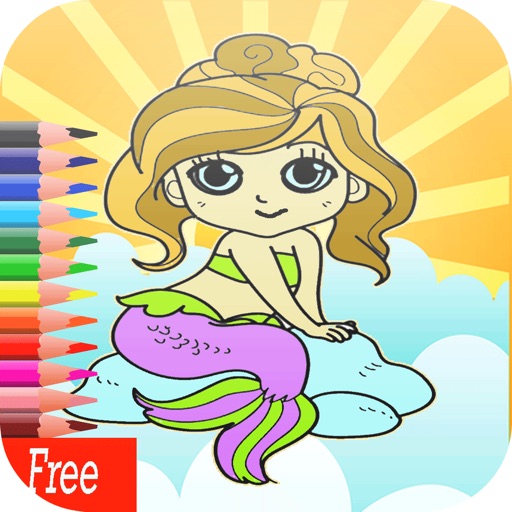 mermaid little princess printable coloring pages:cute drawings free icon