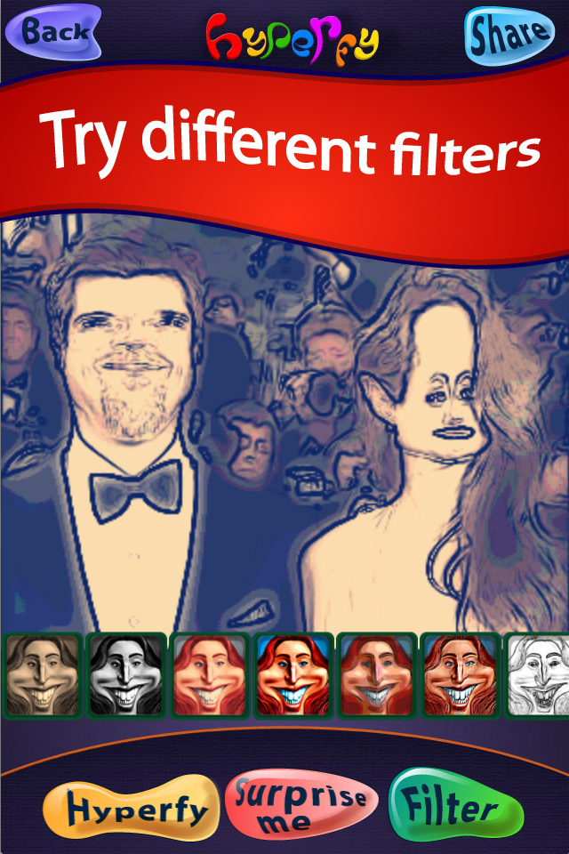 Caricature Hyper Face Morph from photos camera shots or Facebook