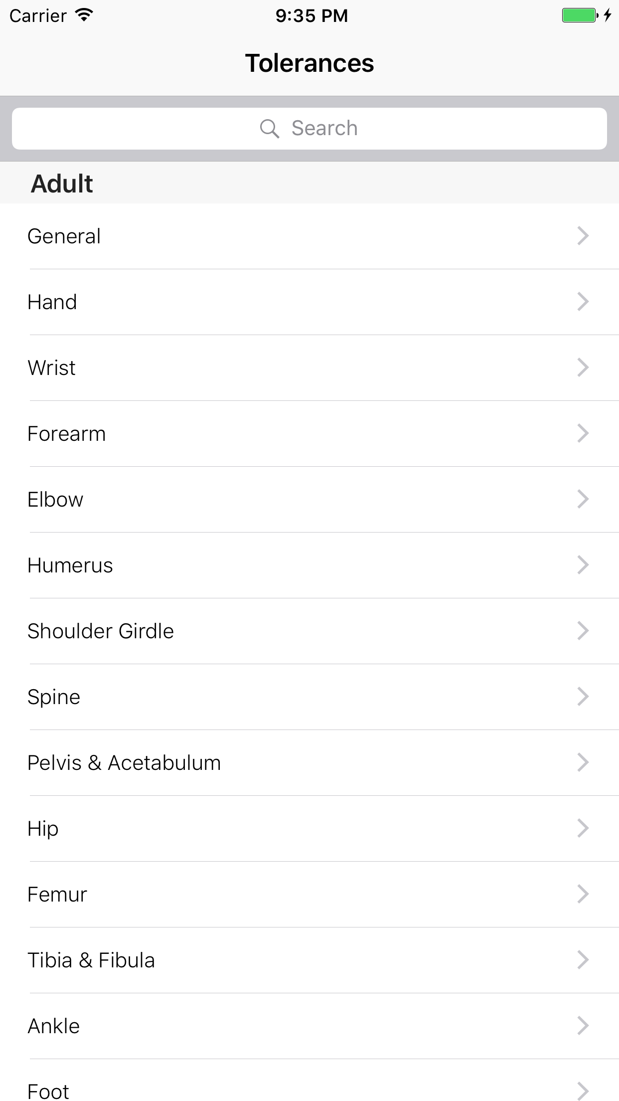 Tolerances: An Orthopaedic Reference Manual