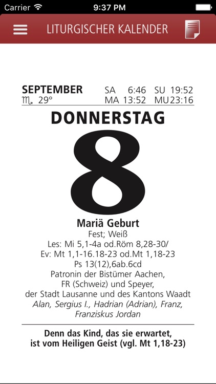 Liturgischer Kalender 2016