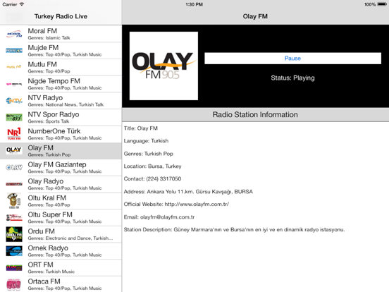 Turkey Radio Live Player (Turkish / Türkiye / Türkçe / Turk / Türk radyo) iPad screenshot